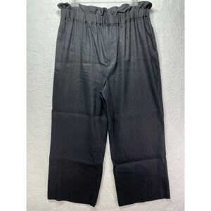 Gianni Bini Womens size XL Black Paper Bag Elastic Waist Pant NWT